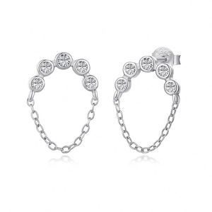 Dylam 925 Sterling <b>Silver</b> Five Zircons U Shaped <b>Stud</b> <b>Earrings</b> for Women <b>Studs</b> Chain Tassel Piercing <b>Earring</b> 18K Gold - Product Image 1