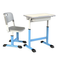 Ensemble de bureau et de chaise réglables en hauteur pour l'école, tables et chaises d'étudiant pour la salle de classe avec design métallique