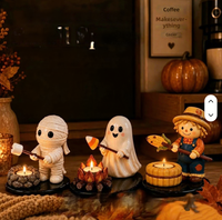 Support de bougie chauffe-plat pour feu de camp d'Halloween, veilleuse en résine à thème fantôme