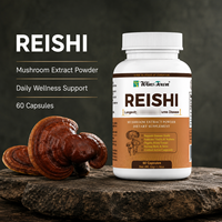 Capsules de Reishi, extrait de champignon en poudre, soutien immunitaire, marque privée, OEM, ODM, approvisionnement en vrac, fabricant direct d'usine