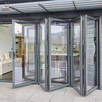 Fenêtre coulissante pliante en aluminium à double vitrage, résistante aux ouragans, de qualité commerciale, pour patio américain