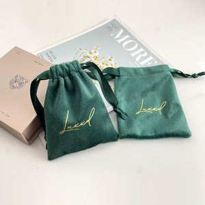 Custom Logo Luxury Flannel Suede Drawstring Bag for Earrings Ring Necklace Bracelet <b>Gift</b> Packaging Jewelry Pouch Velvet - Product Image 2