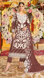 Nuevo traje de Salwar de Organza pesada pakistaní y Dupatta con bordado pesado y traje de trabajo Khatli a mano para mujer - Product Image 3