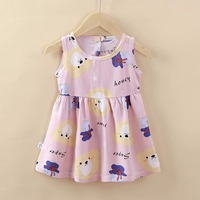 Robe d'été trapèze sans manches pour filles, imprimé pois de dessin animé, avec nœud décoratif, vêtements pour tout-petits, fournisseur en gros