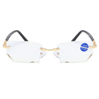 Haute qualité mode unisexe carré presbytie métal sans monture anti lumière bleue lunettes de lecture pour femmes hommes