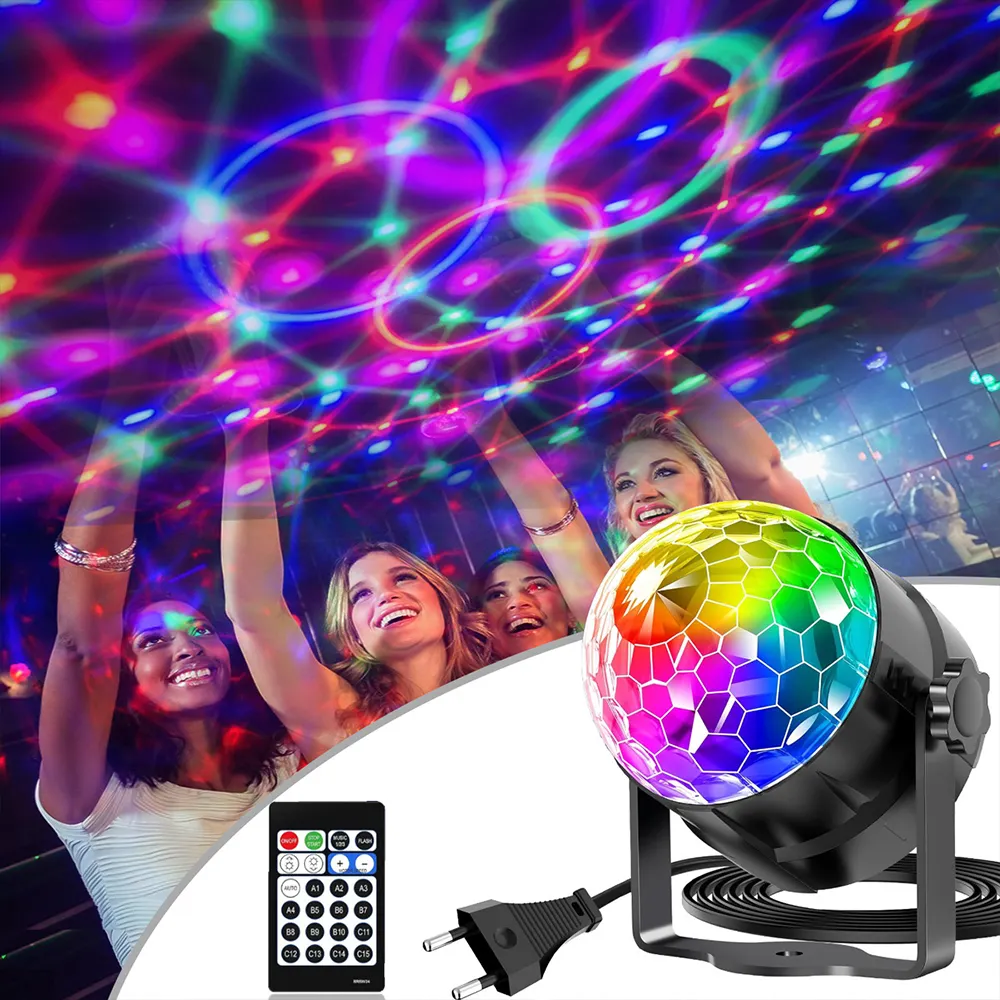 15 màu nhỏ ma thuật bóng ánh sáng sân khấu Led điều khiển từ xa mini RGB Đảng boundi Flash bảy màu sắc xoay chiếu ánh sáng