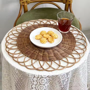 High Quality Handmade Wicker Flower <b>Round</b> <b>Placemat</b> Natural Rattan Holiday Decoration Home Ornament Wholesale Made in Vietnam - Product Image 6