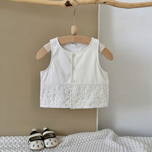 Korababy Cárdigan de malla floral transpirable para bebé niña, estilo coreano INS, cuello redondo, para primavera y otoño, dulce y casual para el día a día - Product Image 5