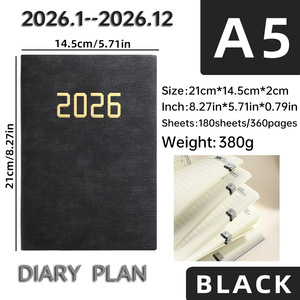 2026 A5 biểu tượng tùy chỉnh PU mềm Bìa máy tính xách tay mạ vàng tiếng anh lịch kế hoạch Tạp Chí doanh nghiệp tùy biến - Product Image 6