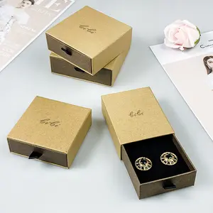 Wholesale Bracelet Pendant Necklace Jewelry Jewel Packaging Brownness Large Big Paper Sliding Drawer Box For Jewellery Set