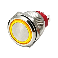 Interrupteur à bouton-poussoir marin OEM 16MM 15A en acier inoxydable haute intensité, étanche IP67, 12V, LED, à verrouillage, robuste, 1NO