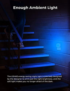 Mini lampe de nuit LED bleue 0,3W avec capteur crépusculaire, à brancher sur prise murale, pour chambre d'enfant - Product Image 4