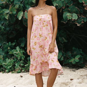 JingYu Custom-Made Casual Flowy Beach Print <b>Strapless</b> <b>Dress</b> High-Quality Soft Rayon Hawaiian <b>Dress</b> - Product Image 5