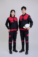 65% polyester + 35% coton, mélange polyester-coton, FMF, chemise à manches longues noire et rouge pour homme, haute visibilité, confortable, respirante, sécurité