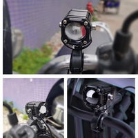 Projecteurs Moto Yeux d'Ange Rouges Phares LED Clignotants Mini Feux de Conduite Lampe de Travail Antibrouillard Ampoule DRL pour Voiture Camion SUV VTT