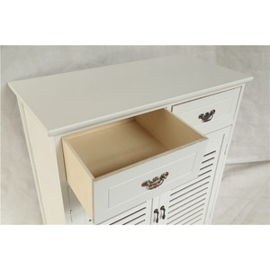 Zapatero de Madera Blanco con Puertas con Rejillas, 2 Cajones, Mueble de Almacenamiento para Entrada, Pasillo o Sala de Estar - Product Image 3