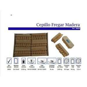 Cepillo Fregar Madera 50x155x50mm Natural Wood Brush For Cleaning Wooden Surfaces - Product Image 3
