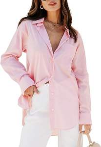 Camisas de <span class=keywords><strong>Mujer</strong></span>, <span class=keywords><strong>Blusas</strong></span> de Manga Larga, Túnicas Casuales Lisas, Tops con Bolsillos, 65% Algodón, 30% Tela Ancha, Lavables - Product Image 6