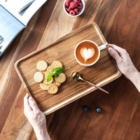 Plateau de petit déjeuner en bois de bambou pour le thé et le café personnalisé Plateau de service en bois d'acacia