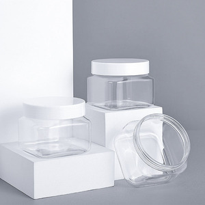 Praça Transparente para Frascos de Plástico Transparente Tampa Branca 150ml 10oz Capacidade para Vasos Cosméticos Creme Manteiga Corporal Máscaras faciais Eye Cream - Product Image 3