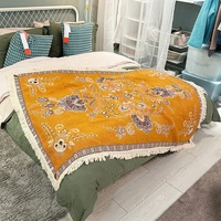 100% coton tissé tapisserie couverture avec gland Boho Style ethnique motif jette pour canapé-lit fauteuil Camping tapisserie tapis