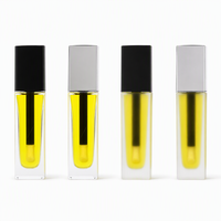 Flacon de brillant à lèvres en verre carré de 10 ml à fond épais, transparent givré, avec bouchon applicateur, emballage cosmétique personnalisé avec logo