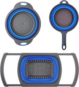 Ensemble de passoires pliables réglables en <span class=keywords><strong>plastique</strong></span> pour évier, multifonctionnelles pour fruits, légumes et aliments, pour la cuisine domestique, pour égoutter et laver - Product Image 2
