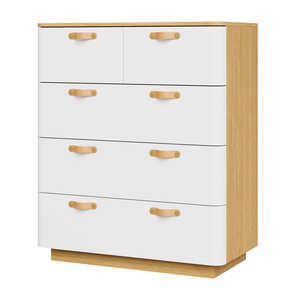 <span class=keywords><strong>Commode</strong></span> à trois tiroirs en chêne et blanc, surface lisse aux coins arrondis, meubles de chambre à coucher en gros - Product Image 5