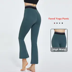 En çok satan 2022 yeni LuLu Flared Yoga pantolon yüksek bel kalça kaldırma streç tayt geniş bacak Yoga kadınlar için tozluk