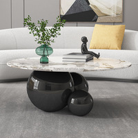 Table basse combinée en verre trempé rond avec base en acier inoxydable noir, style moderne et luxueux pour salon ou hôtel