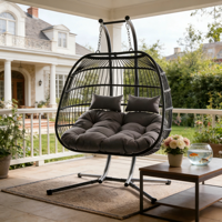 Oeuf suspendu à double siège pour l'intérieur Chaise d'usine en rotin PE Chaise balançoire pour l'extérieur