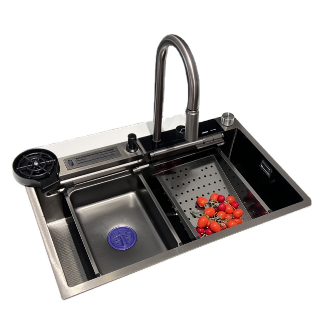 Popular Hot Sale Waterfall Wash Vegetables Bathroom Sinks Sink With Dishwasher Smart Sink Kitchen