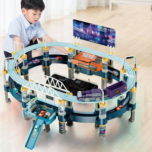 Nouveau design de train électrique à double étage, jouets de train sur rail, alimenté par piles, ensemble de jeu d'aventure à assembler avec lumières - Product Image 2
