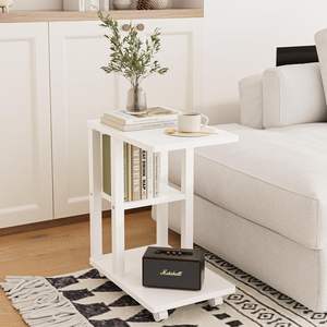 <span class=keywords><strong>Mesa</strong></span> Auxiliar en Forma de C Masupu, <span class=keywords><strong>Mesa</strong></span> Auxiliar Pequeña <span class=keywords><strong>con</strong></span> Estante de Almacenamiento, <span class=keywords><strong>Ruedas</strong></span>, Madera de Ingeniería, Bandeja para <span class=keywords><strong>TV</strong></span>, Fácil de Usar en Sala de Estar, Dormitorio o Baño - Product Image 2