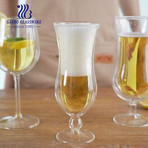 Copa de vidrio de borosilicato hogar <span class=keywords><strong>Willy</strong></span> copas doble pared vidrio vino resistente al calor púrpura Copa vaso para beber con tallo - Product Image 3