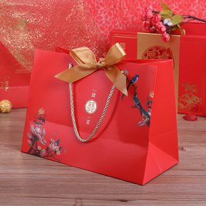 Bolsa de papel de compras impresa con lazo rojo rosa de lujo personalizada para tienda de perfumes, artesanía hecha a mano, bolsas de compras de agradecimiento - Product Image 2
