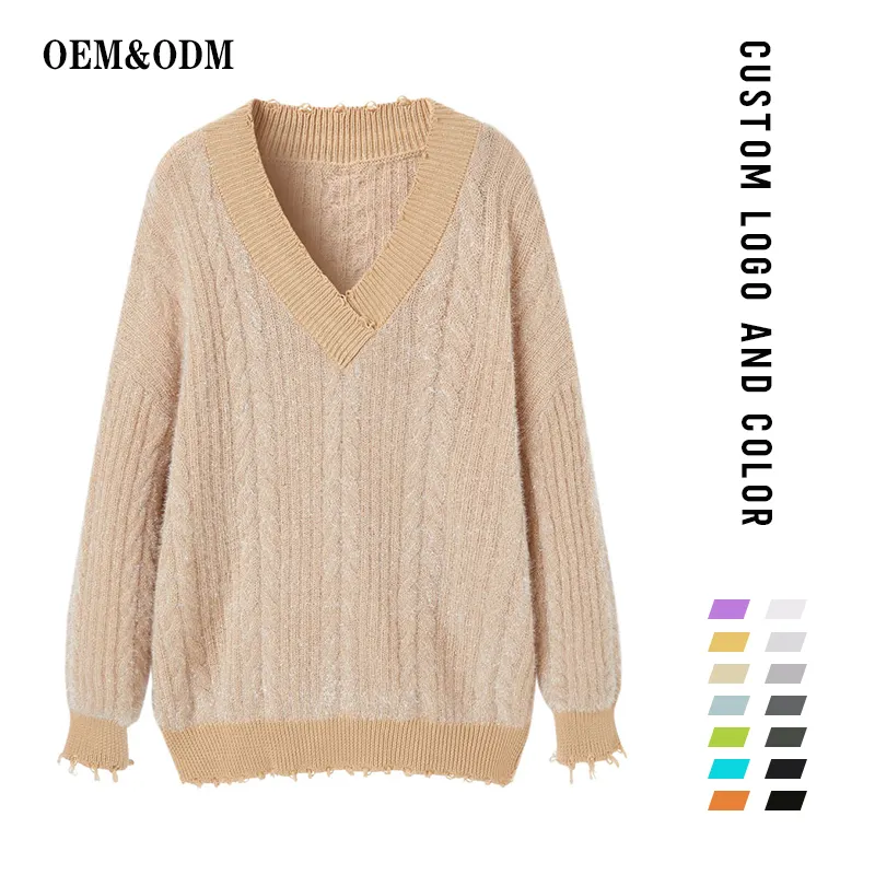 Autumn And Winter New Style Oem Loose Knitting Red Cardigan Coat Sweater cardigan for ladies