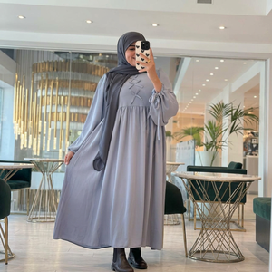 Abaya de mariage en polyester évasée faite à la main, style turc, col en V, motif floral, longueur ras du sol, manches longues, best-seller pour femmes de Dubaï - Product Image 1