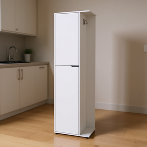 Armoire de rangement de cuisine Edmond, blanche, autoportante, multifonction, 2 étagères, design minimaliste - Product Image 2