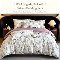 Parure de lit et taies d'oreiller personnalisables en coton 100% écologique, 300 fils, respirante, toutes saisons, imprimé moderne végétal