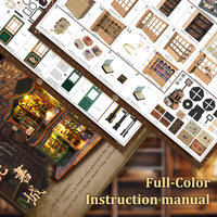 CAYI Hot Twilight Librairie Maison de poupée en bois Maison de poupée miniature pour filles Maison de poupée Accessoires miniatures avec lumière LED
