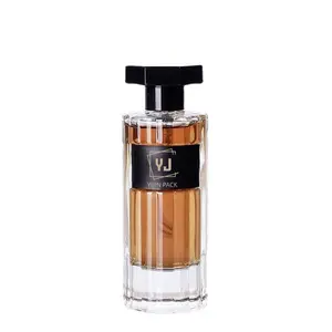 Frasco de vidro quadrado para perfume de luxo, frasco de perfume personalizado vazio de 100ml com embalagem de caixa, novo design e rotulagem