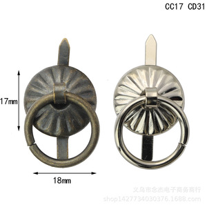 Tirador de Cajón de Metal Verde Antiguo de 17 mm en Forma de Anillo, Herraje Tradicional para Muebles CC17 CD31 - Product Image 1