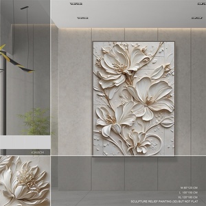 Peinture <span class=keywords><strong>de</strong></span> <span class=keywords><strong>fleurs</strong></span> d'art mural moderne personnalisée peinture à l'huile abstraite sur toile texturée épaisse pour la décoration du salon - Product Image 2