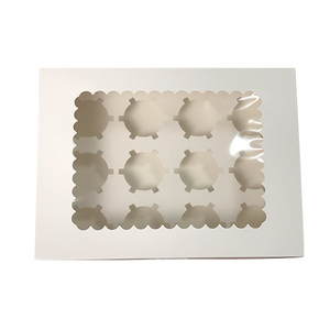 Bán Buôn 12 Gói <span class=keywords><strong>Cupcake</strong></span> Hộp Trắng Tông Pastry Ngọt Muffin Cup Bánh Hộp Tráng Miệng Bao Bì Với Cửa Sổ - Product Image 2