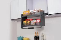 Panier suspendu relevable pour armoire de cuisine moderne, structure double couche, fermeture amortie, grande capacité, écologique, multifonction