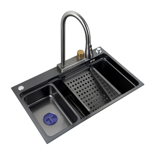 <span class=keywords><strong>Tiktok</strong></span> Trend Tarjas Para Cocina Éviers de cuisine de luxe Évier de cuisine en acier inoxydable de haute technologie avec cascade Affichage mélangeur numérique - Product Image 3