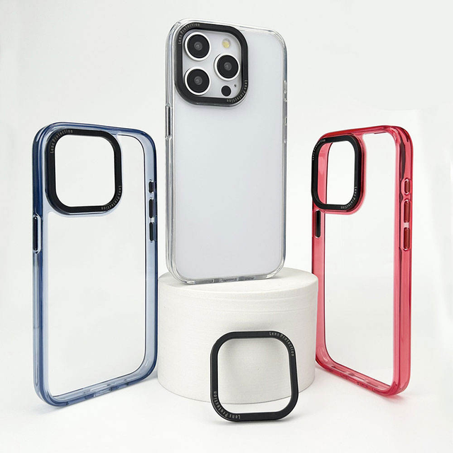Clear Phone Cases for Iphone 17 16 15 14 13 12 11 Plus Pro Max Transparent Cover with Removable Metal Camera Frame Simple