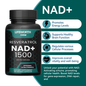 תוסף nad lifosomal nad 1500mg liposomal nad + תוספת עם רזברטרול בריאות התא, סיבולת & כובעי הזדקנות בריאים - Product Image 1