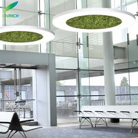 Nouvelle arrivée : panneau acoustique en feutre PET vert mousse, lumière linéaire LED, isolation phonique, suspension de bureau, lustre d'intérieur